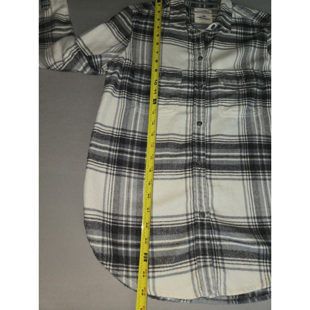 American Eagle Outfitters Flannel Shirt Small Black White Plaid Classic Fit Soft - Picture 5 of 10